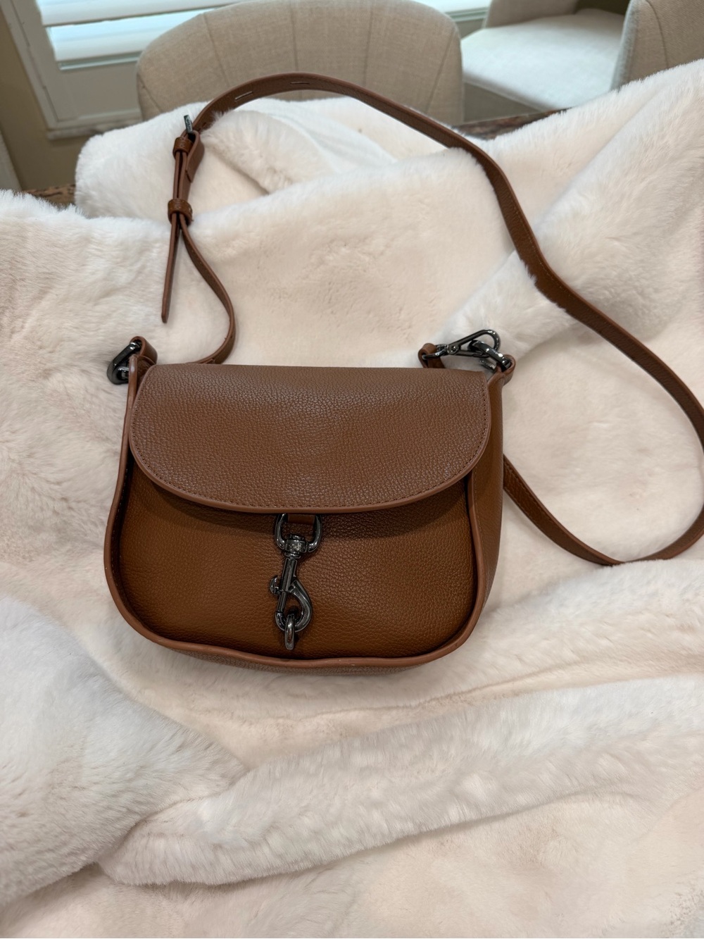 Botkier Brown Pebbled Leather Crossbody Saddle Bag